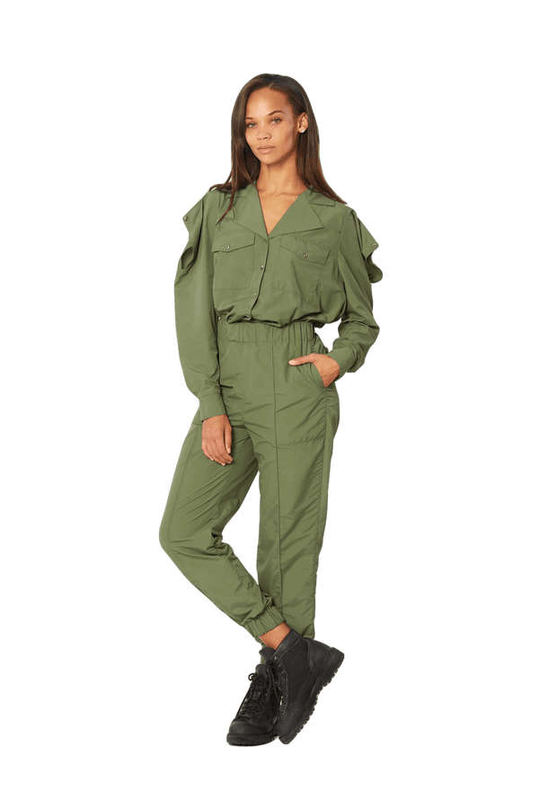 Open Shoulder Button Down, Olive