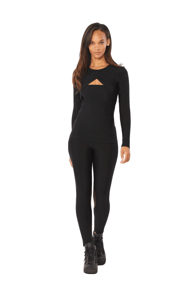 Long Sleeve Twist Top, Black