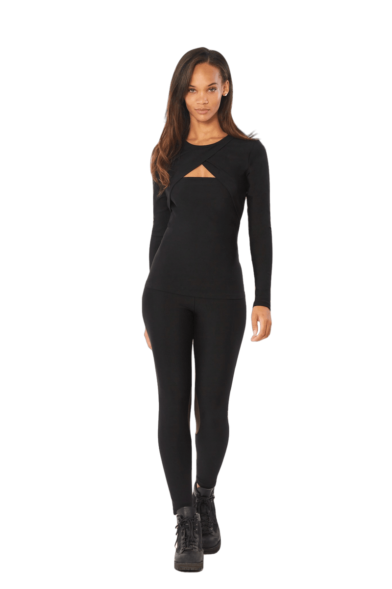 Long Sleeve Twist Top, Black